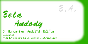 bela andody business card